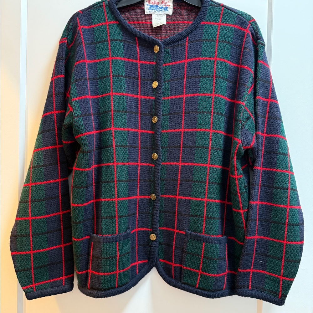 Tally Ho Red and Green Knit Sweater